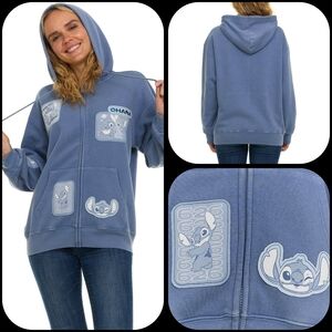 NWT DISNEY LILO & STITCH hoodie full Zip with embroidered patches